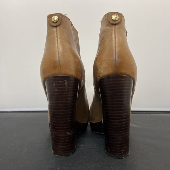 Michael Kors Ankle Boots Booties Tan Brown Leather Platform Heels 8M FS Charity - Picture 4 of 12